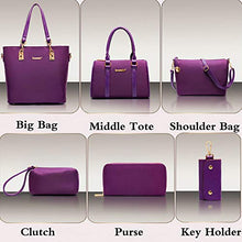 6 Pcs Handbag Set Top Handle Bag, Satchel, Crossbody, Shoulder Bag, Clutch, Coin Purse